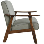 Mid-Century Modern Loveseat 2-Seater Sofa with Wooden Arms - Light Gray Linen Upholstery 46.69" W x 32.31" H