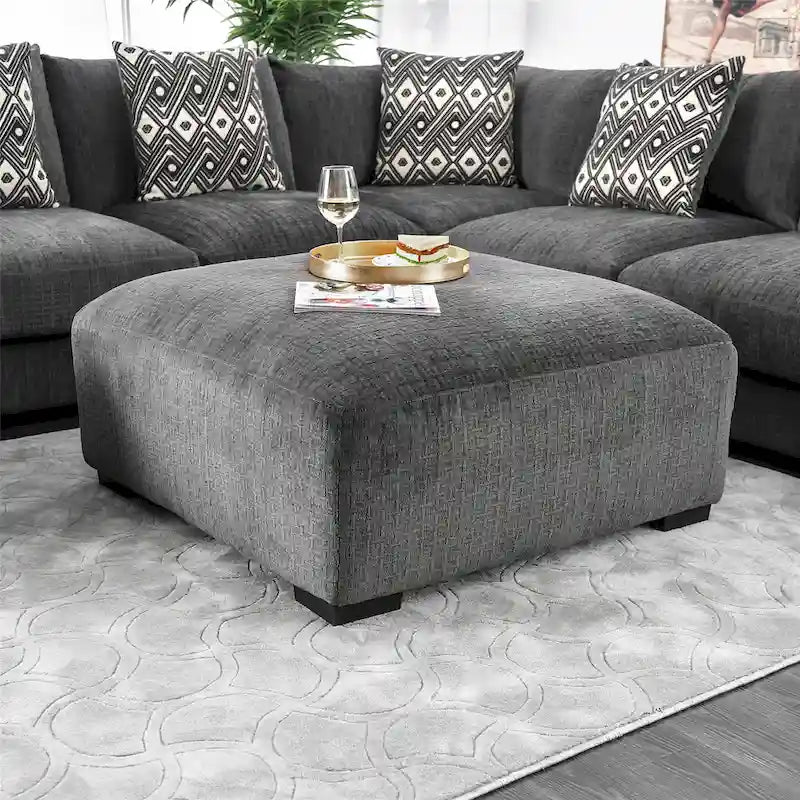 Kintra Contemporary Chenille Padded Cocktail Ottoman by Furniture of America