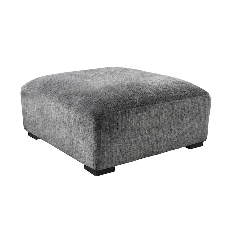 43"x43" Square Chenille Padded Cocktail Ottoman - Contemporary Grey Upholstered Footstool with Solid Wood Legs, 150 lbs Capacity