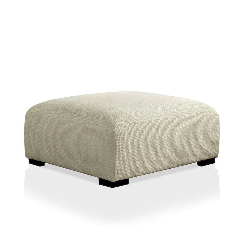43"x43" Square Chenille Padded Cocktail Ottoman - Contemporary Grey Upholstered Footstool with Solid Wood Legs, 150 lbs Capacity