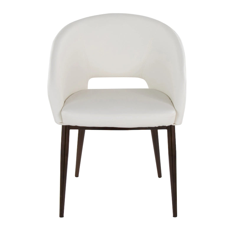 Upholstered Dining Chair Barrel Style Velvet Cushioned Seat Copper Metal Legs Contemporary 250lbs Capacity