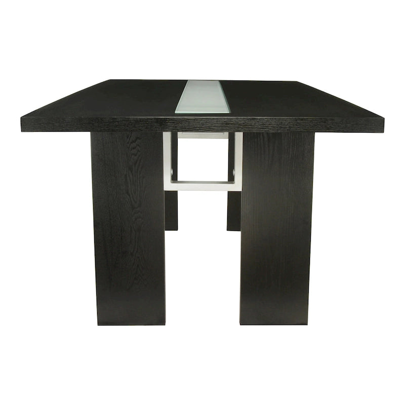 Contemporary 76-inch Glass Dining Table with LED - Seats 6-8 People - Grey/Black - Tempered Glass Inlay