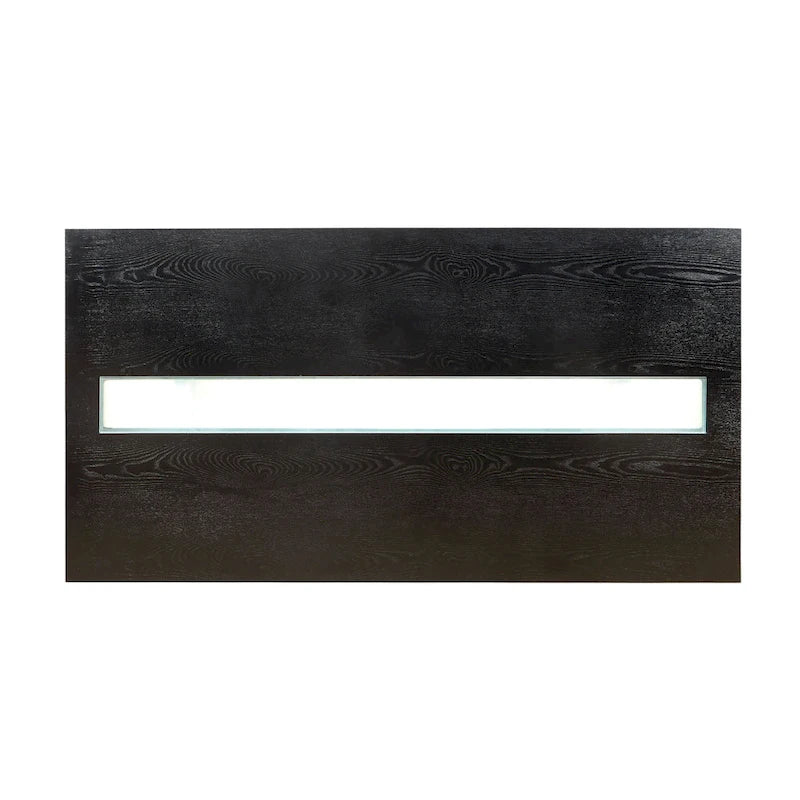 Contemporary 76-inch Glass Dining Table with LED - Seats 6-8 People - Grey/Black - Tempered Glass Inlay