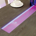 Contemporary 76-inch Glass Dining Table with LED - Seats 6-8 People - Grey/Black - Tempered Glass Inlay