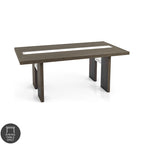 Contemporary 76-inch Glass Dining Table with LED - Seats 6-8 People - Grey/Black - Tempered Glass Inlay