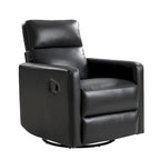Genuine Leather Swivel Rocker Recliner with Adjustable Headrest - Modern Manual Reclining Chair 360° Rotation