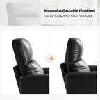 Genuine Leather Swivel Rocker Recliner with Adjustable Headrest - Modern Manual Reclining Chair 360° Rotation