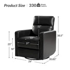 Genuine Leather Swivel Rocker Recliner with Adjustable Headrest - Modern Manual Reclining Chair 360° Rotation