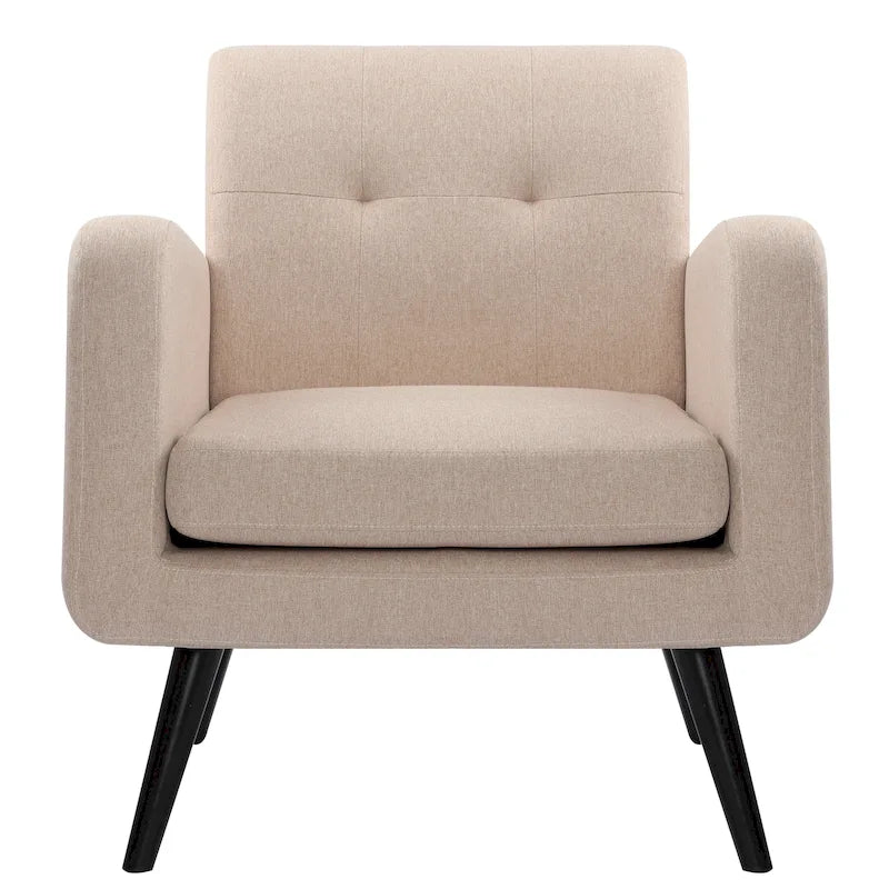 Mid-Century Modern Accent Chair with Tufted Back, Armrests, Polyester Fabric Upholstery, 29.75" W x 32.75" H