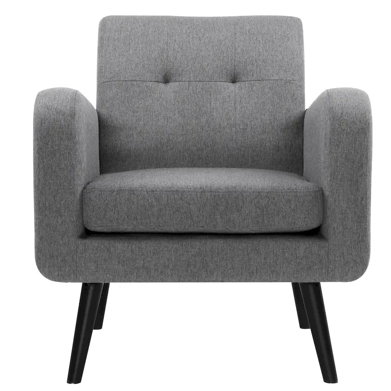 Mid-Century Modern Accent Chair with Tufted Back, Armrests, Polyester Fabric Upholstery, 29.75" W x 32.75" H