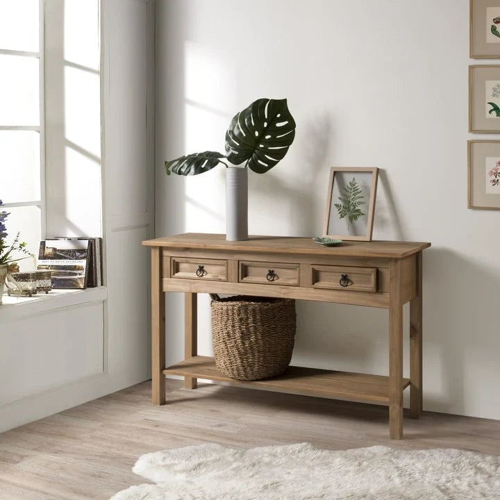 Wood Hall Table Console 3 Drawers Corona