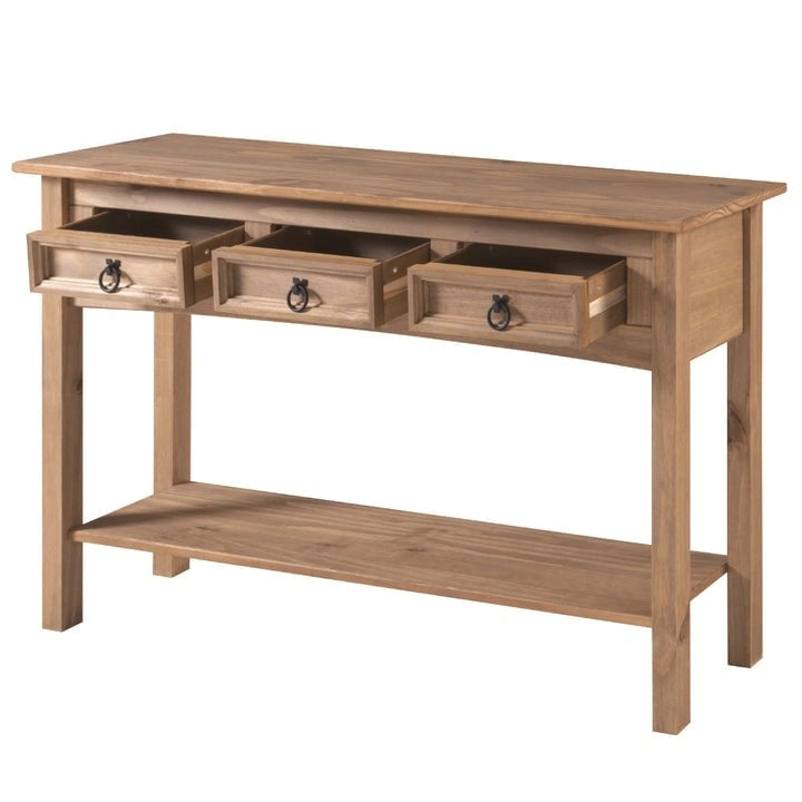 Wood Hall Table Console 3 Drawers Corona