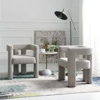 24" Wide Boucle Upholstered Armchair Set of 2 - Solid Wood Frame, 300lbs Capacity, No Assembly Required