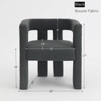 24" Wide Boucle Upholstered Armchair Set of 2 - Solid Wood Frame, 300lbs Capacity, No Assembly Required