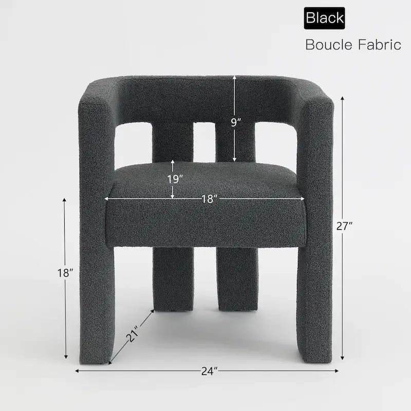 24" Wide Boucle Upholstered Armchair Set of 2 - Solid Wood Frame, 300lbs Capacity, No Assembly Required