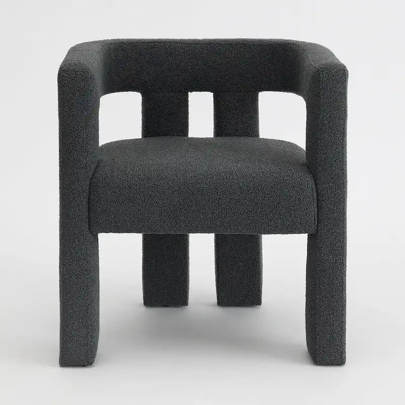 24" Wide Boucle Upholstered Armchair Set of 2 - Solid Wood Frame, 300lbs Capacity, No Assembly Required