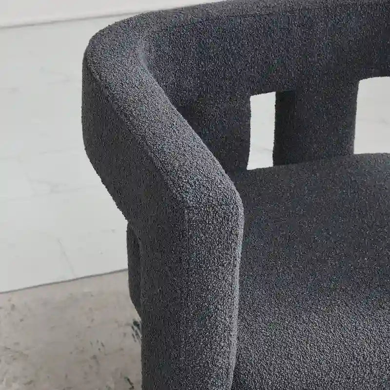 24" Wide Boucle Upholstered Armchair Set of 2 - Solid Wood Frame, 300lbs Capacity, No Assembly Required