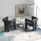 24" Wide Boucle Upholstered Armchair Set of 2 - Solid Wood Frame, 300lbs Capacity, No Assembly Required