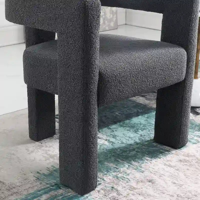 24" Wide Boucle Upholstered Armchair Set of 2 - Solid Wood Frame, 300lbs Capacity, No Assembly Required