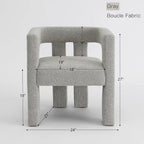 24" Wide Boucle Upholstered Armchair Set of 2 - Solid Wood Frame, 300lbs Capacity, No Assembly Required