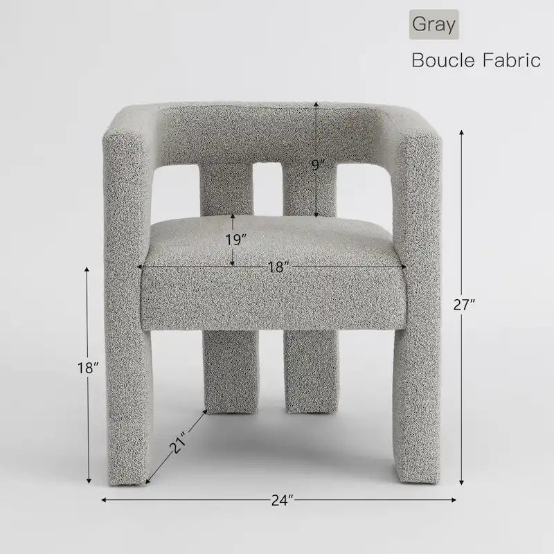 24" Wide Boucle Upholstered Armchair Set of 2 - Solid Wood Frame, 300lbs Capacity, No Assembly Required