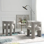 24" Wide Boucle Upholstered Armchair Set of 2 - Solid Wood Frame, 300lbs Capacity, No Assembly Required