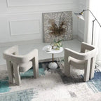 24" Wide Boucle Upholstered Armchair Set of 2 - Solid Wood Frame, 300lbs Capacity, No Assembly Required