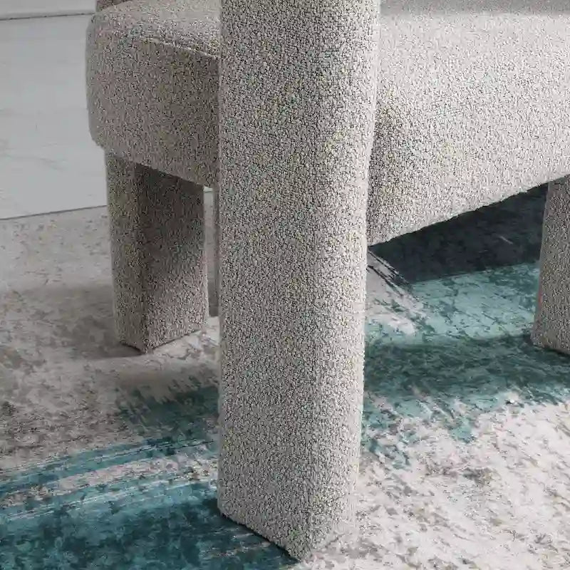 24" Wide Boucle Upholstered Armchair Set of 2 - Solid Wood Frame, 300lbs Capacity, No Assembly Required