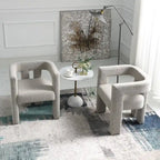 24" Wide Boucle Upholstered Armchair Set of 2 - Solid Wood Frame, 300lbs Capacity, No Assembly Required