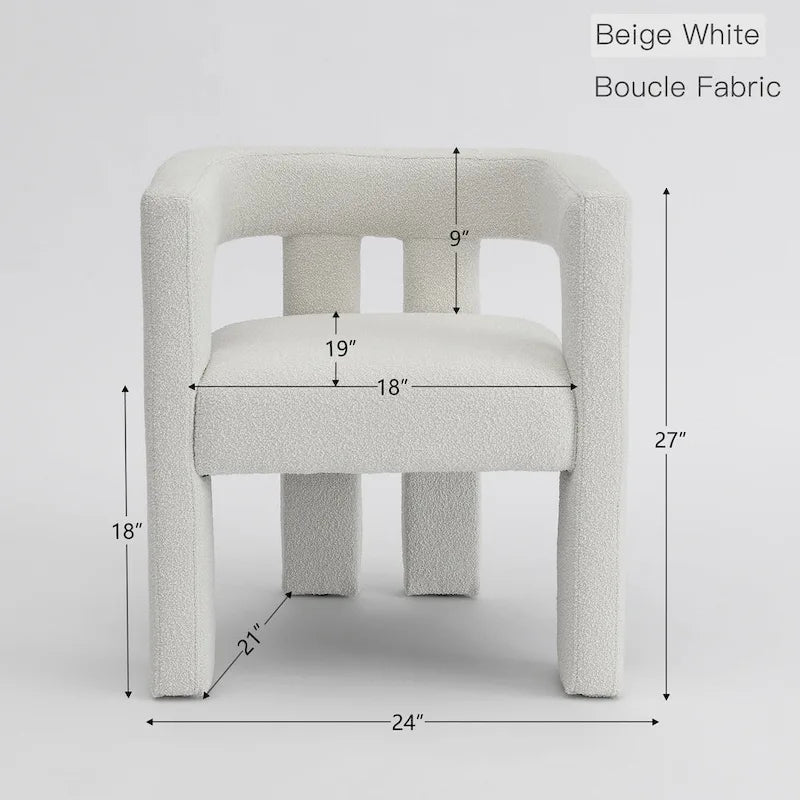 24" Wide Boucle Upholstered Armchair Set of 2 - Solid Wood Frame, 300lbs Capacity, No Assembly Required