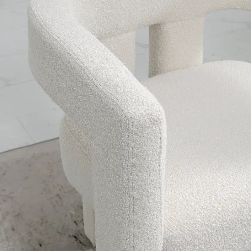 24" Wide Boucle Upholstered Armchair Set of 2 - Solid Wood Frame, 300lbs Capacity, No Assembly Required