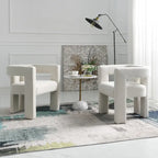 24" Wide Boucle Upholstered Armchair Set of 2 - Solid Wood Frame, 300lbs Capacity, No Assembly Required