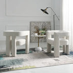 24" Wide Boucle Upholstered Armchair Set of 2 - Solid Wood Frame, 300lbs Capacity, No Assembly Required