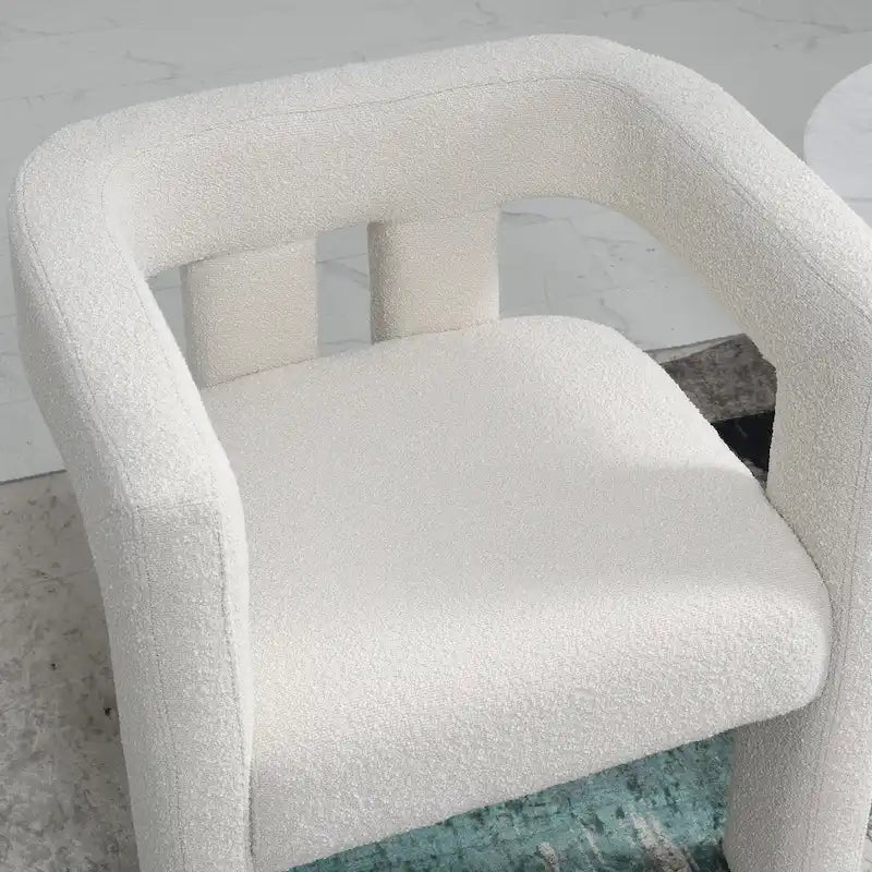 24" Wide Boucle Upholstered Armchair Set of 2 - Solid Wood Frame, 300lbs Capacity, No Assembly Required