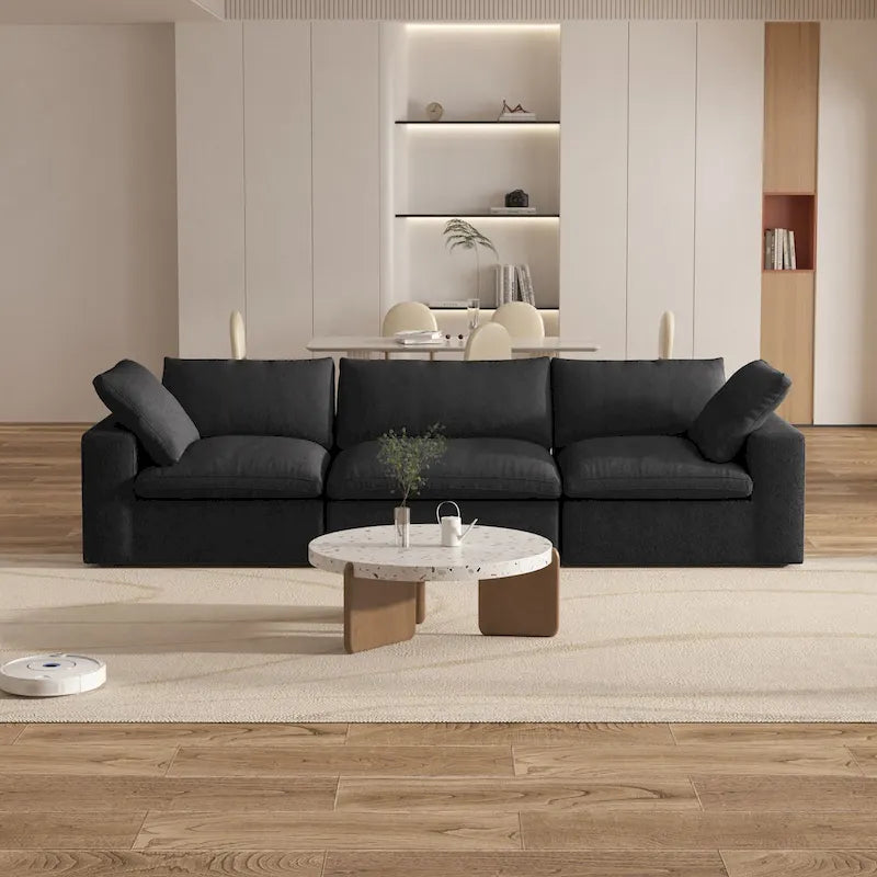 120 inch Contemporary Soft Commix Down Filled Cushions 3-Piece Sectional Sofa