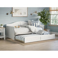 Twin Wood Daybed with Trundle - Beadboard Design, 600lbs Capacity, White/Walnut/Grey/Toffee, No Box Spring Needed