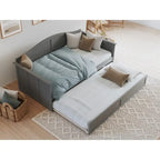 Twin Wood Daybed with Trundle - Beadboard Design, 600lbs Capacity, White/Walnut/Grey/Toffee, No Box Spring Needed