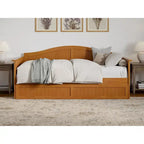 Twin Wood Daybed with Trundle - Beadboard Design, 600lbs Capacity, White/Walnut/Grey/Toffee, No Box Spring Needed