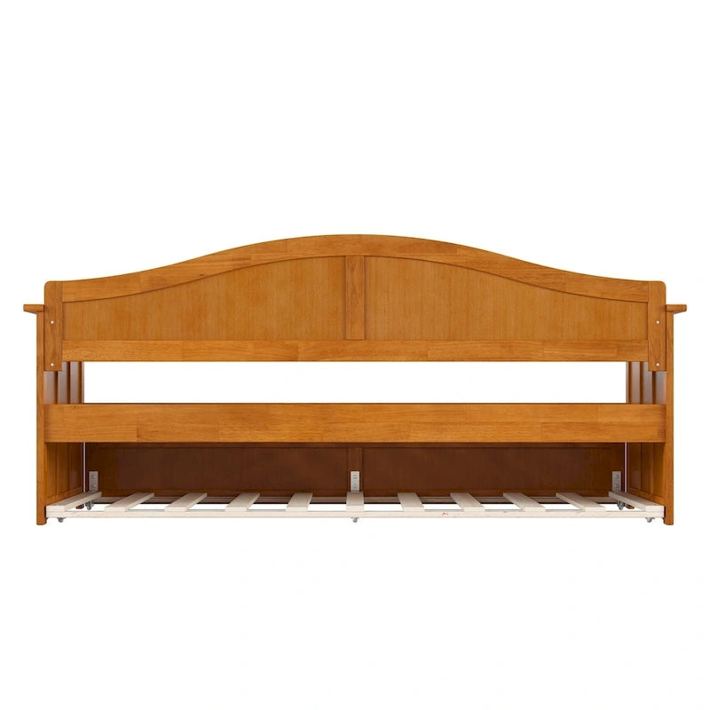 Twin Wood Daybed with Trundle - Beadboard Design, 600lbs Capacity, White/Walnut/Grey/Toffee, No Box Spring Needed
