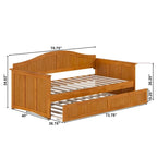 Twin Wood Daybed with Trundle - Beadboard Design, 600lbs Capacity, White/Walnut/Grey/Toffee, No Box Spring Needed
