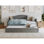 Twin Wood Daybed with Trundle - Beadboard Design, 600lbs Capacity, White/Walnut/Grey/Toffee, No Box Spring Needed