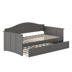 Twin Wood Daybed with Trundle - Beadboard Design, 600lbs Capacity, White/Walnut/Grey/Toffee, No Box Spring Needed