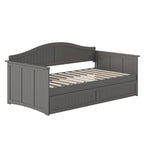 Twin Wood Daybed with Trundle - Beadboard Design, 600lbs Capacity, White/Walnut/Grey/Toffee, No Box Spring Needed