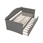 Twin Wood Daybed with Trundle - Beadboard Design, 600lbs Capacity, White/Walnut/Grey/Toffee, No Box Spring Needed