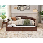 Twin Wood Daybed with Trundle - Beadboard Design, 600lbs Capacity, White/Walnut/Grey/Toffee, No Box Spring Needed