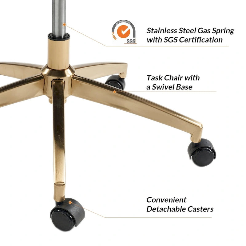 Mid-Century Modern Vegan Leather Office Chair - Swivel Tilting Ergonomic Desk Chair with Channel Tufted Design & Adjustable Height