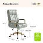 Mid-Century Modern Vegan Leather Office Chair - Swivel Tilting Ergonomic Desk Chair with Channel Tufted Design & Adjustable Height