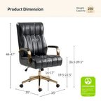 Mid-Century Modern Vegan Leather Office Chair - Swivel Tilting Ergonomic Desk Chair with Channel Tufted Design & Adjustable Height