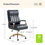 Mid-Century Modern Vegan Leather Office Chair - Swivel Tilting Ergonomic Desk Chair with Channel Tufted Design & Adjustable Height