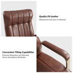 Mid-Century Modern Vegan Leather Office Chair - Swivel Tilting Ergonomic Desk Chair with Channel Tufted Design & Adjustable Height